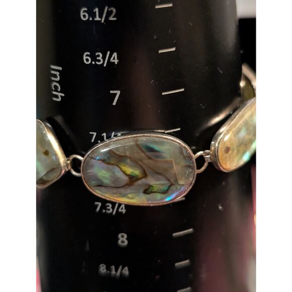 Sterling Silver Abalone Shell Toggle Bracelet - Picture 13 of 14